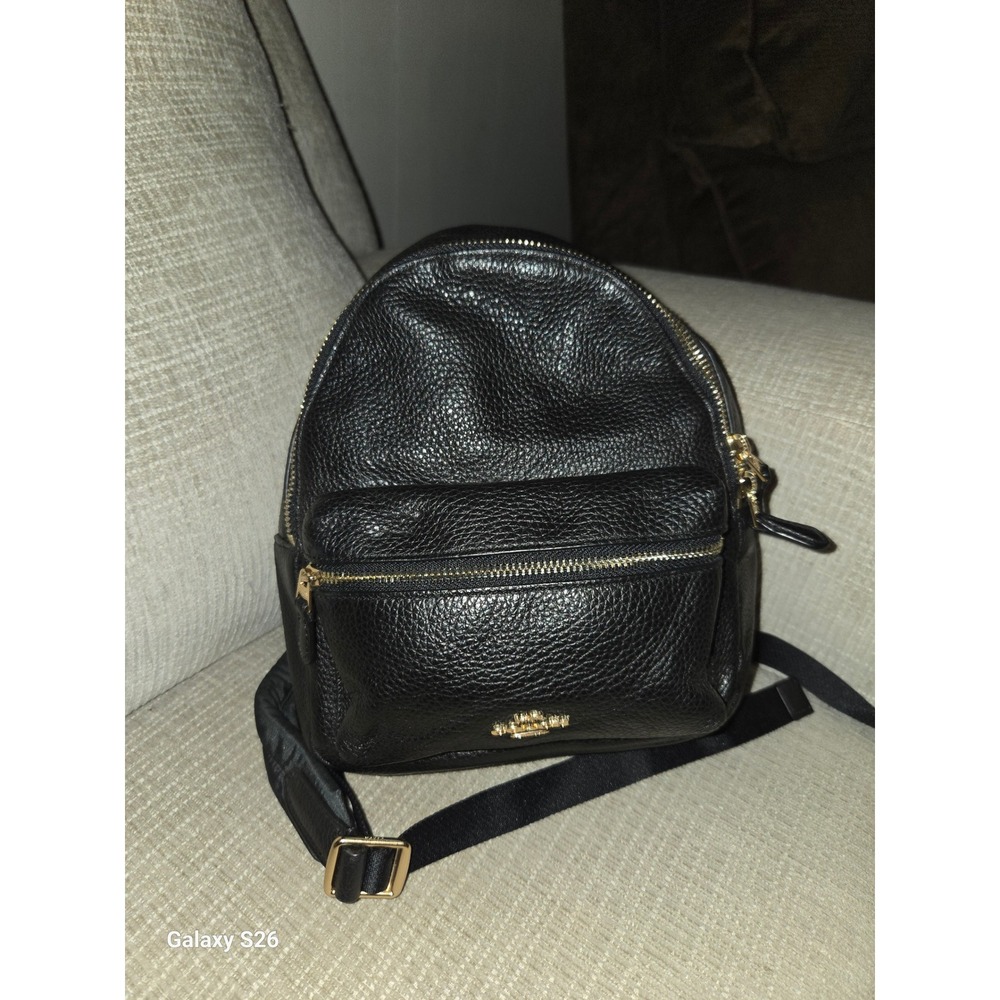 Coach Jordyn Mini Backpack Black Pebbled Leather Gold Hardware F28995